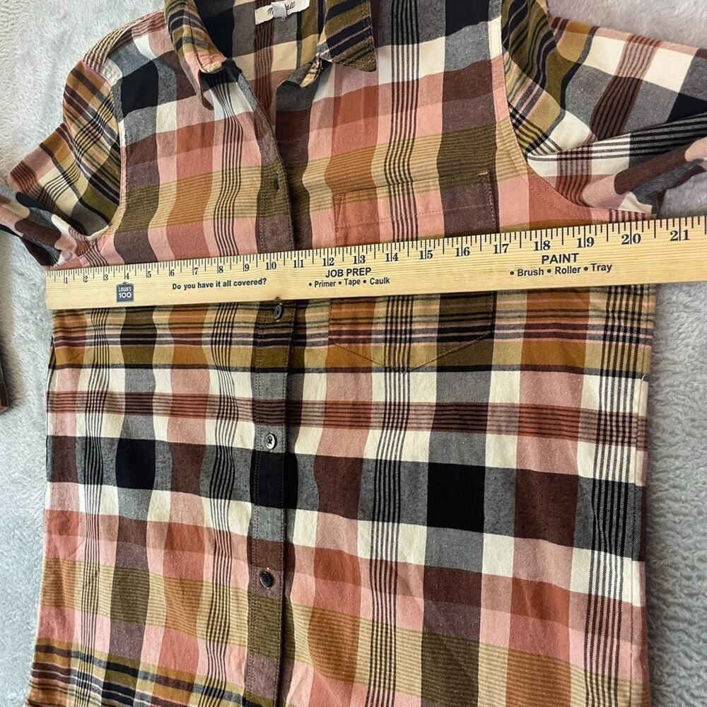 Madewell Plaid Button Down Shirt Womens M Orange Flannel Boyfriend Casual - Picture 2 of 9